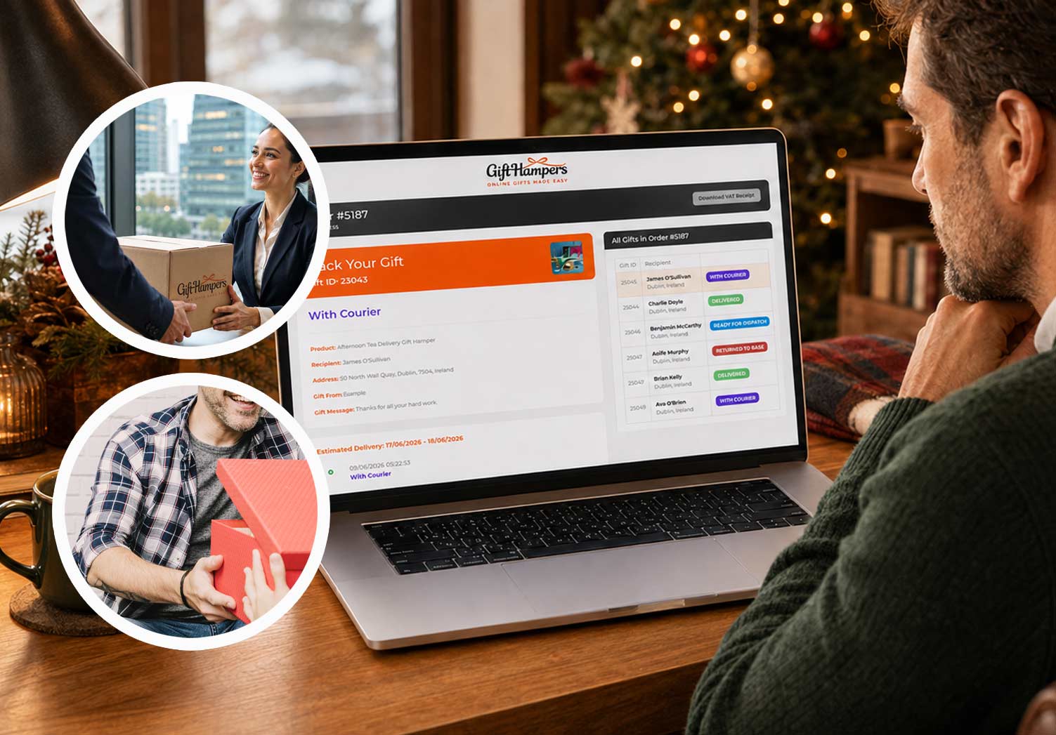 realtime tracking corporate gift hamper delivery in Spain