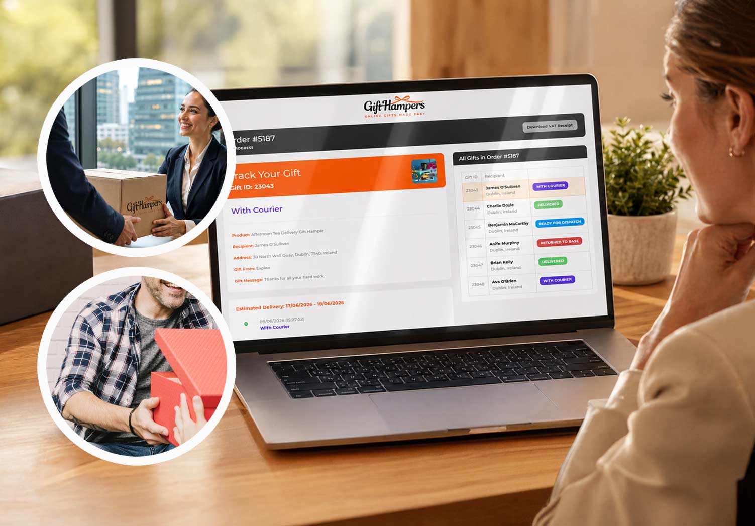 realtime tracking corporate gift hamper delivery in Spain